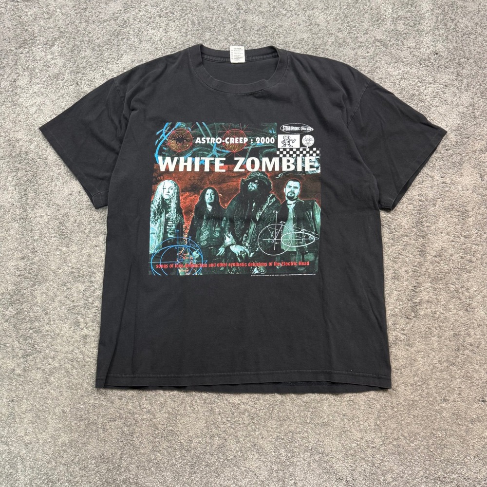 White Zombie Astro-Creep 2000 Vintage 1995 Tour Shirt Black XL Rock Tee